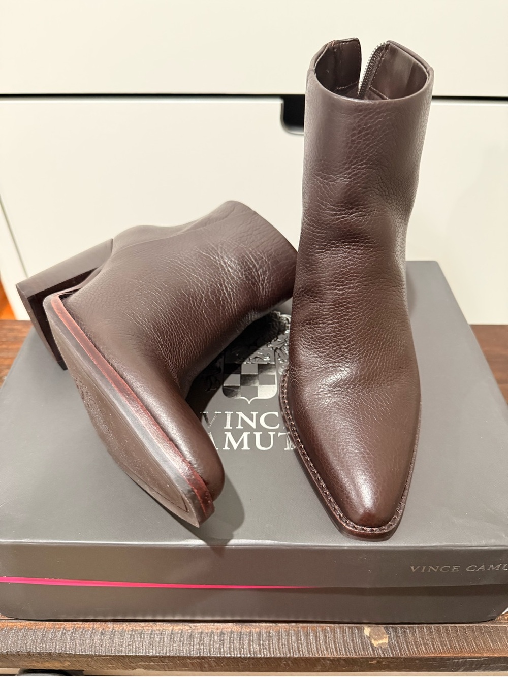 NWOT Vince Camuto Polleah Brown Nappa Leather Ankle Boots 7.5